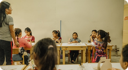 Teacher leading a classroom discussion with students