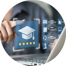 Student reviewing academic programs at WETCC