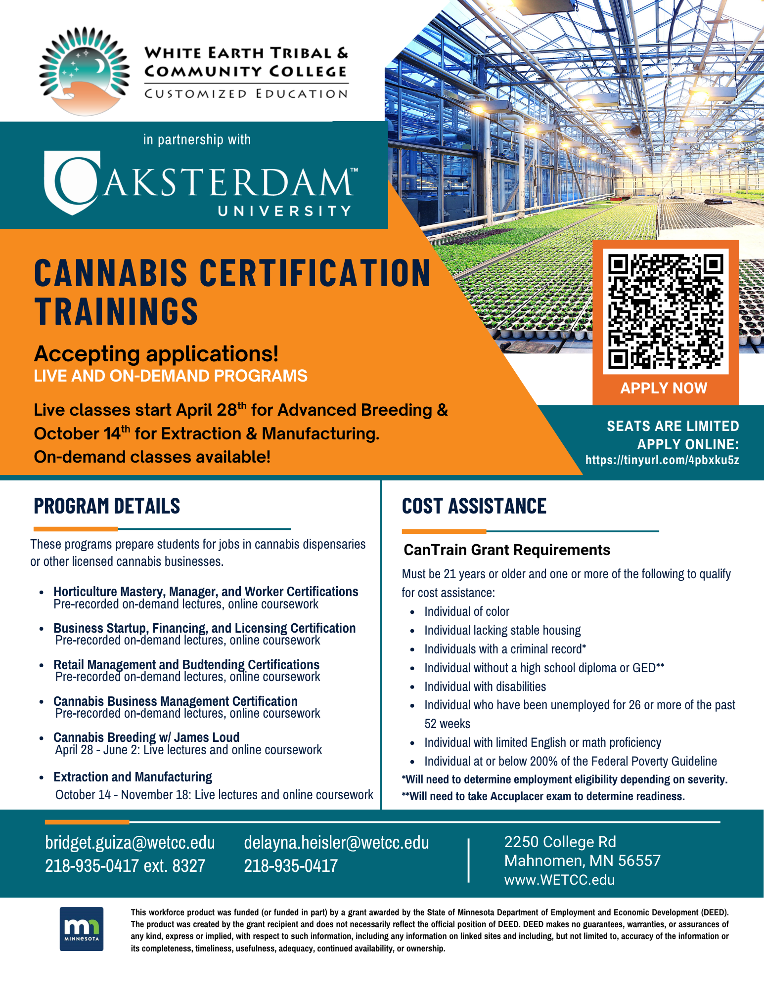 Cannabis Certification Trainings flyer
